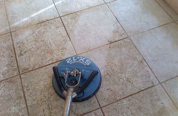 Tile and Grout Pet Odor Removal service was provided by using an industrial floor cleaner.