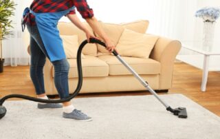 This image shows a carpet being cleaned with a vacuum.