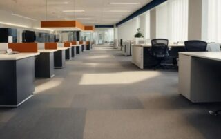 This image shows an office with a clean carpet.
